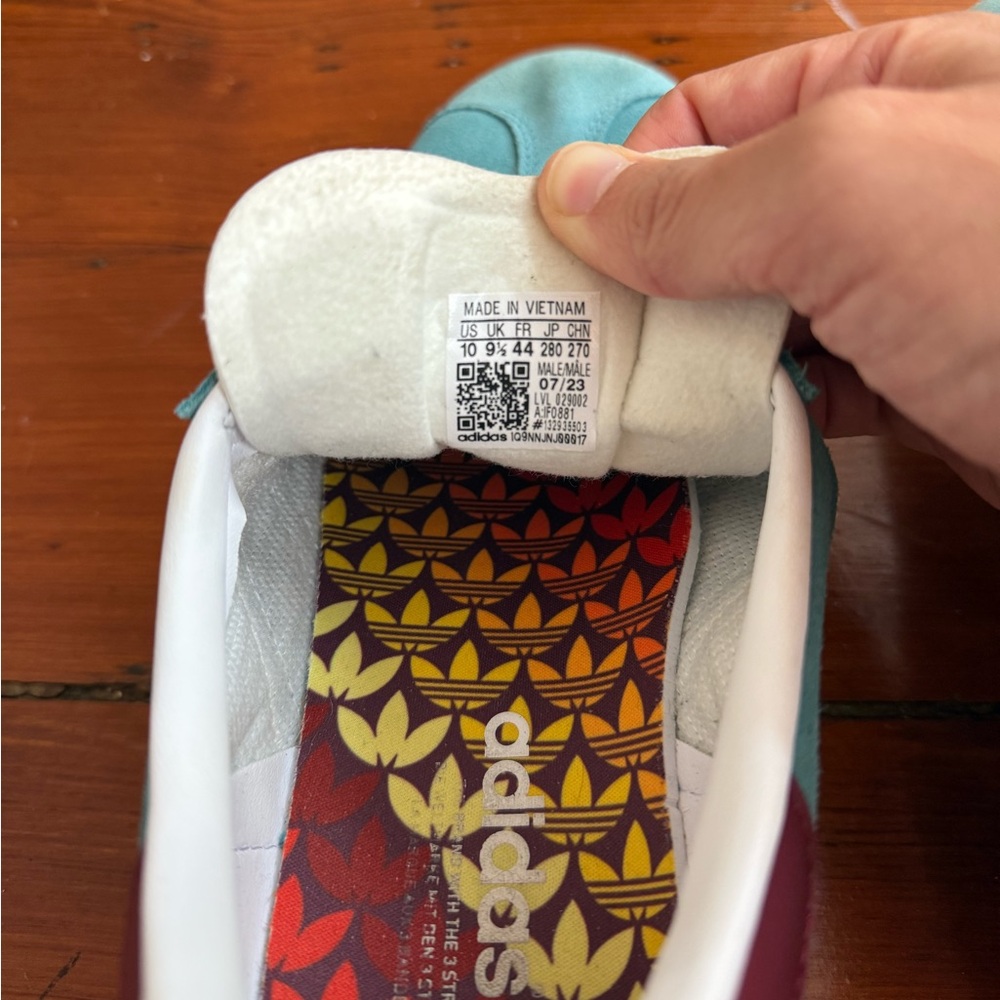 Adidas Gazelle Arctic Fusion Burgundy Teal Suede Athletic Sneakers Sz 10 ❤️🍄 - Picture 7 of 9